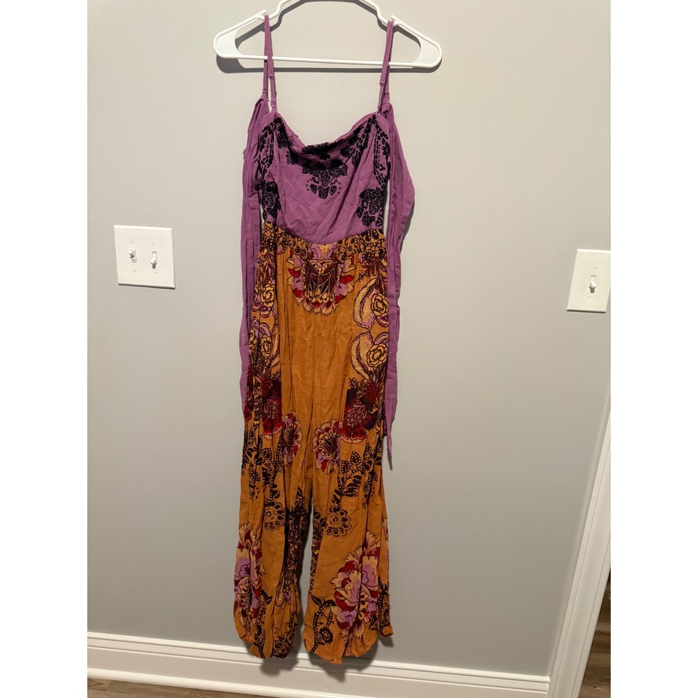 Free People Boho Floral Jumpsuit Purple Orange Small